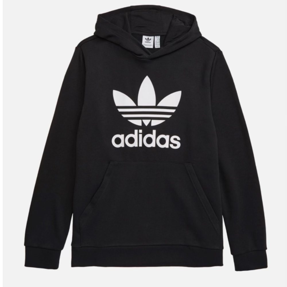 Adidas Trefoil Hoodie- Black. Size XL Kids Unisex